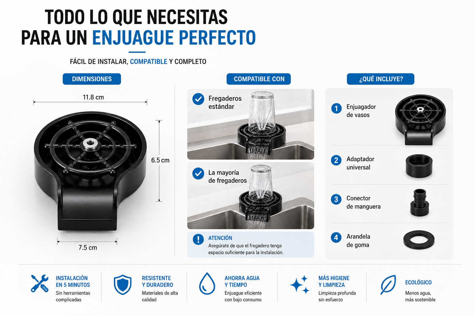 AquaRinsePro™ | Enjuagador Automático de Vasos