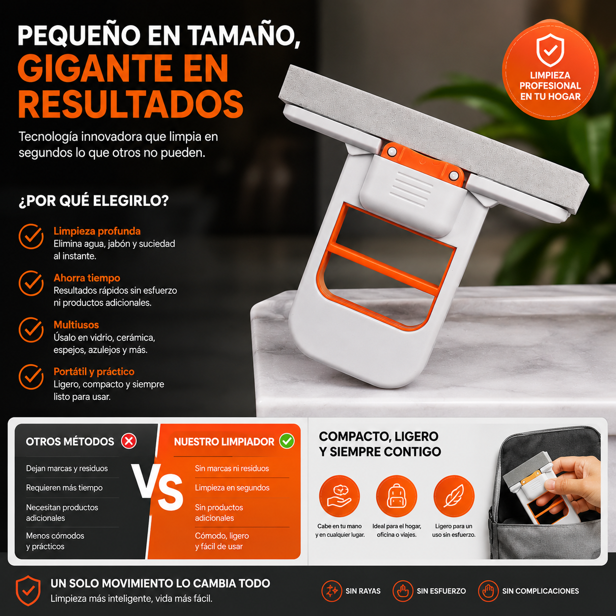 Limpiador Multiusos 2 en 1 Pro™ | Limpieza Rápida Sin Marcas